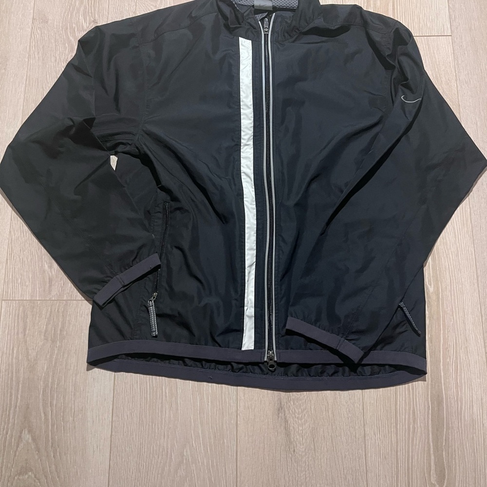 Vintage y2k clima fit  Nike Black Windbreaker with White Stripe